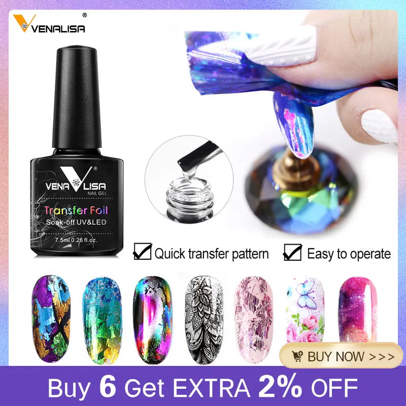 Venalisa Foil Transfer Gel Easy Apply Nail Art Design Manicure Enamel Gel Polish UV LED Gel Nail Polish Lacquer Varnish Foil