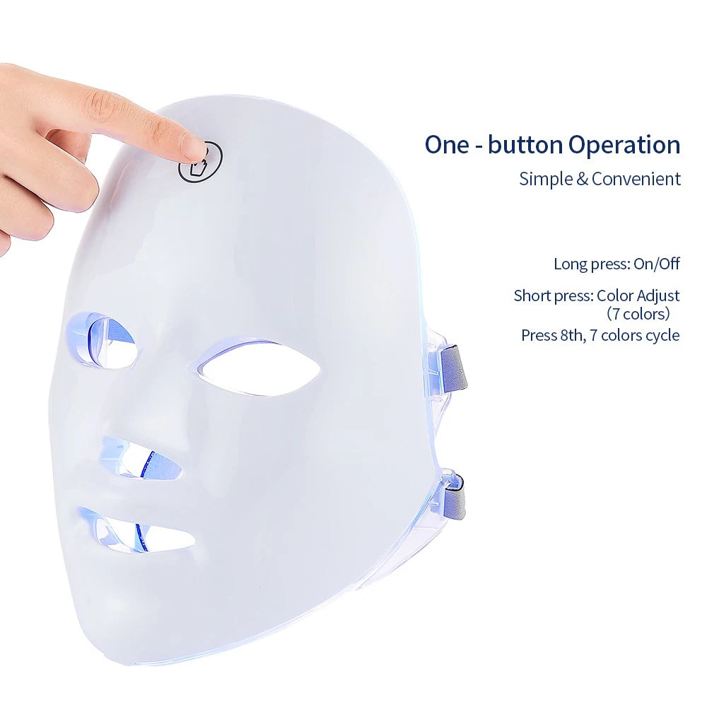 Rechargeable Facial LED Mask 7 Colors LED Photon Beauty Mask Skin Rejuvenation Home Face Lifting Whitening Skin Care Beaut...