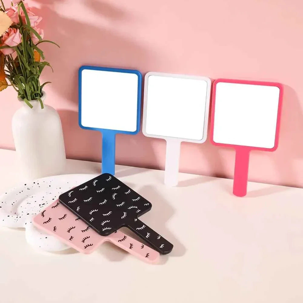 1 Pc Eyelash Extension Handheld Mirror With Lashes Painting Square 9x9cm Plastic High Definition Makeup Tools Salon Accessories