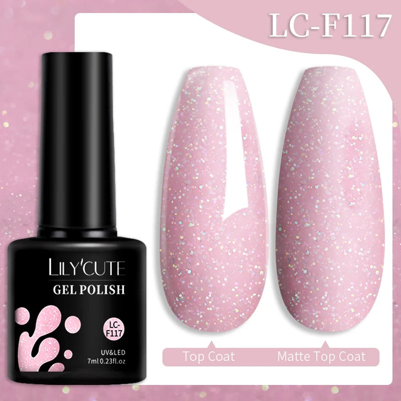 LILYCUTE 7ML Colorful Gel Nail Polish 129 Colors Long Lasting For Manicure Semi Permanent Base Top Coat Nail Art UV Gel Va...