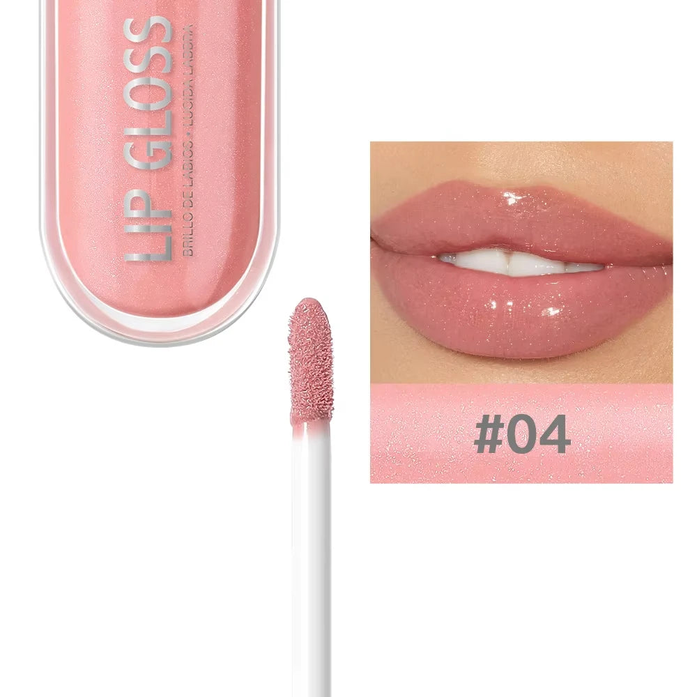USHAS 12 colors mirror fine flash liquid lipstick pearlescent color waterproof sweatproof non-stick cup lip gloss 24314-04 - 