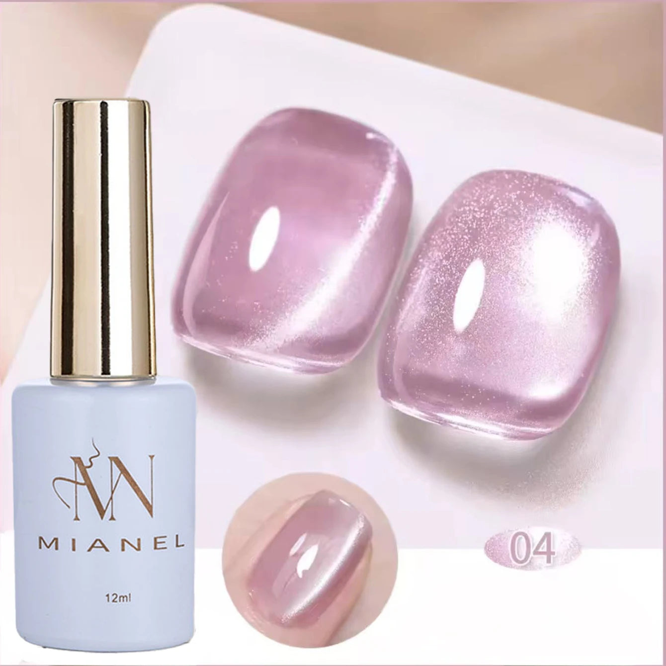 MIANEL 1-6pcs 12ML Christmas Nails Galaxy White Glass Bead Cat Eye Gel Nail Polish Super White Nails Nail Art Nail Supplie...