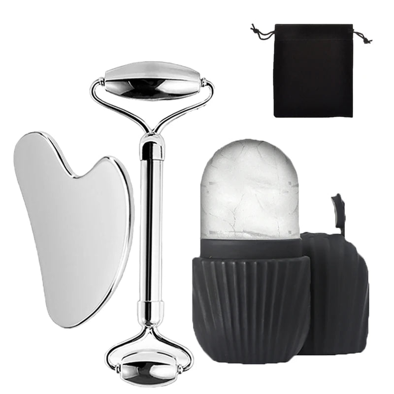 1/2/3pcs Ice Face Roller Facial Skincare Ice Roller Set,Facial Roller GuaSha FaceTool Set,Face Massage Roller Lifting Contouring