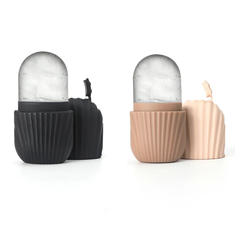 Silicone Ice Roller Massager for Face, Eyes - Natural Skin Care, Cooling and Eliminating Eye Bags, Reusable and Soothing brown Black