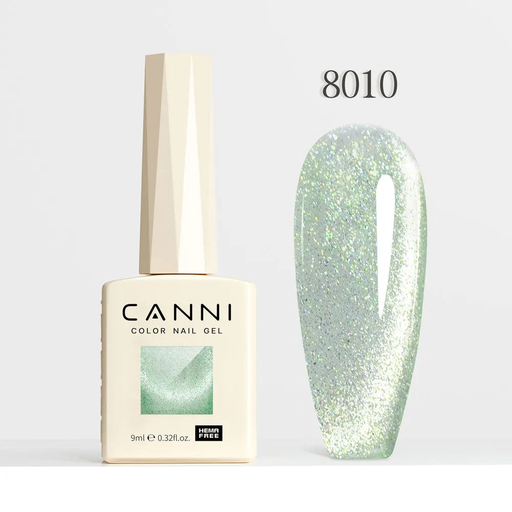 #8013 CANNI Nail Gel Polish Hema Free Super Glossy Glitter Cat Eye Gel Diamond Top Coat Semi Permanent Soak Off UV LED Varnish Aurora Glow Avenue