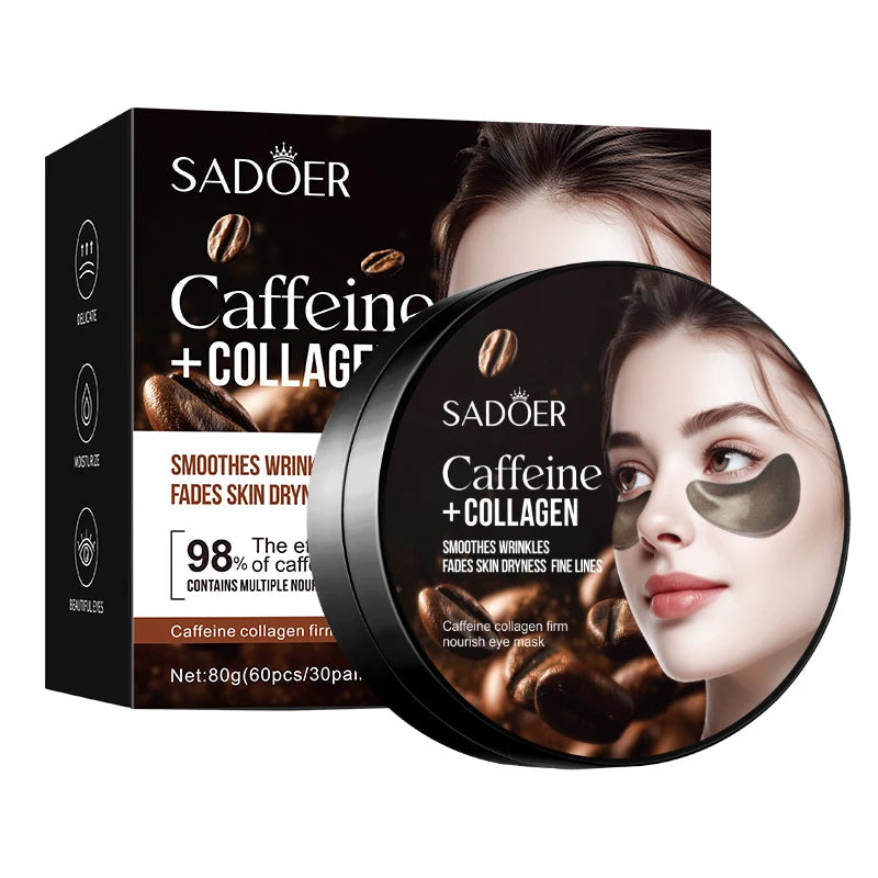 60pcs SADOER Caffeine Crystal Collagen Eye Mask Anti Dark Circles Ant -Aging Anti Wrinkles Moisturizing Eye Patches Skin Care Aurora Glow Avenue