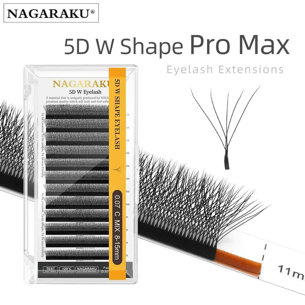 NAGARAKU 5D W Shape Big Bundle Eyelash Extension Mega Volume Premade Fans Eyelashes Super Soft Full Dense Lashes 0.07mm - 