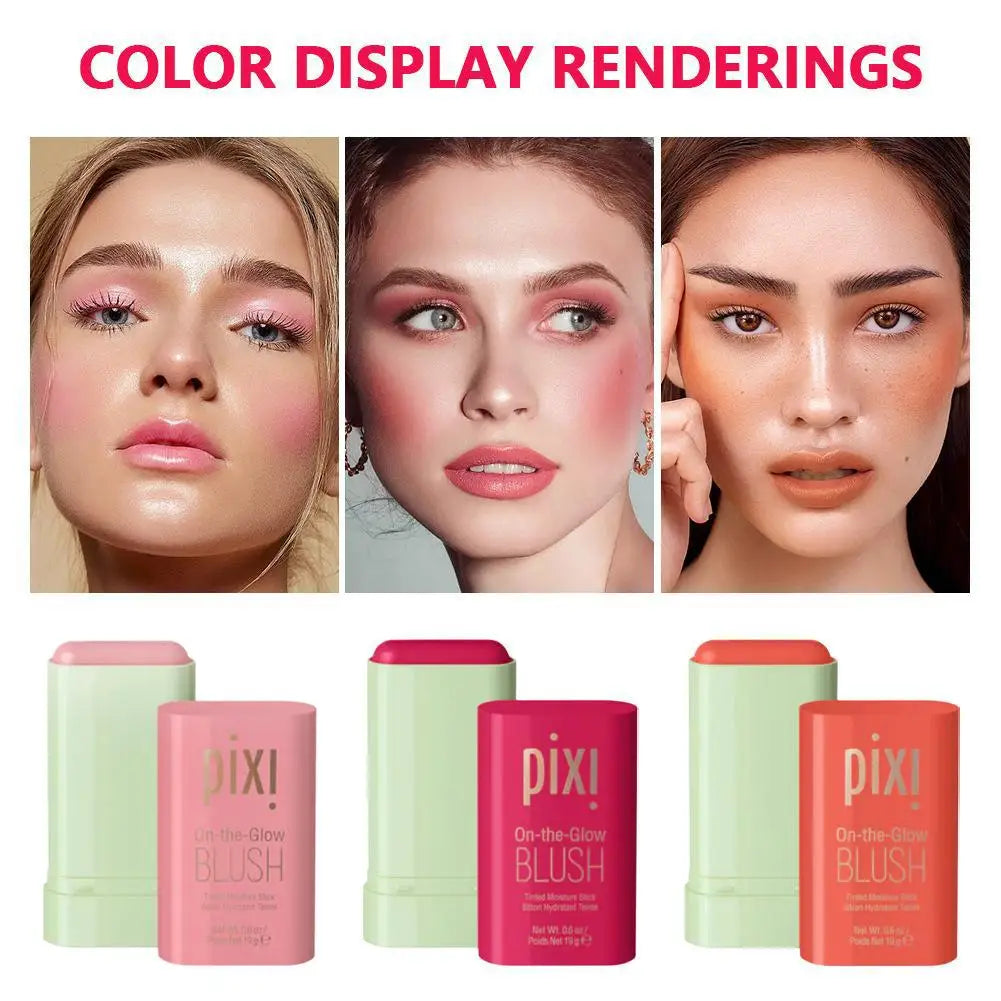 Pixi 3 In1 Moistured Blush Stick Cheek Lip Tinted Silky Brighten Blush Cream Blusher Cosmetics Tubes Matte Contour Makeup - 