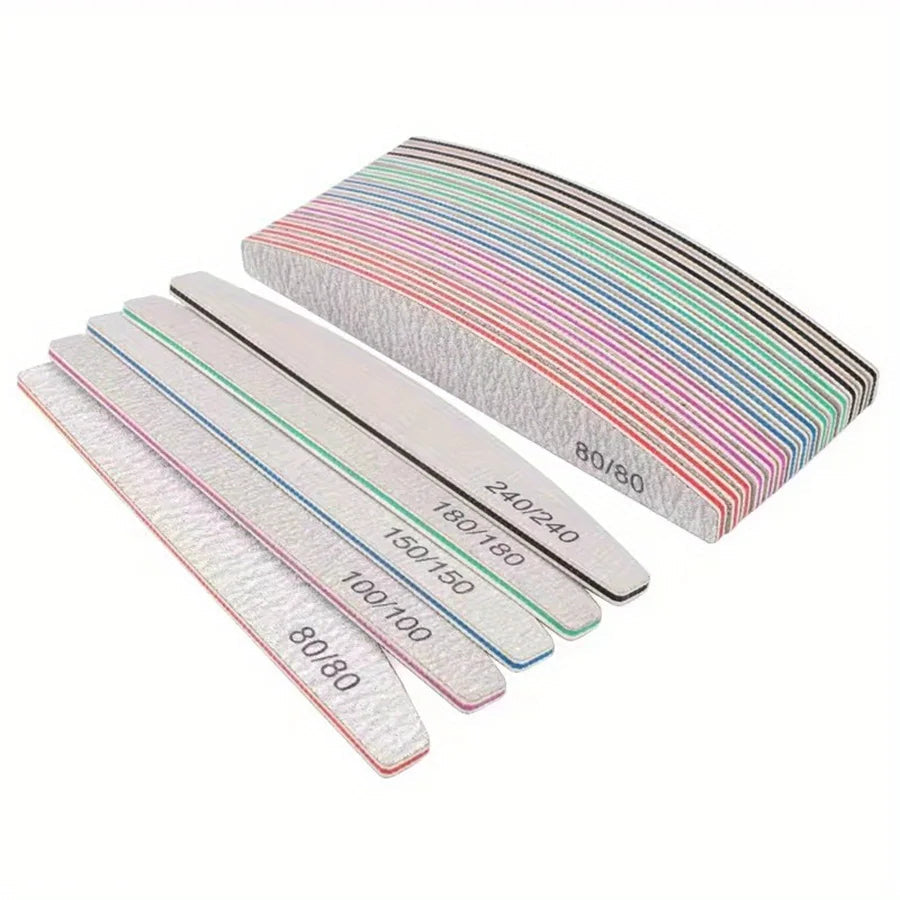 1/3/5/10Pcs Professional Nail File 80/100/150/180/240 Sandpaper Strong Thick Sanding Half Moon Lime nail accessories and Tools.