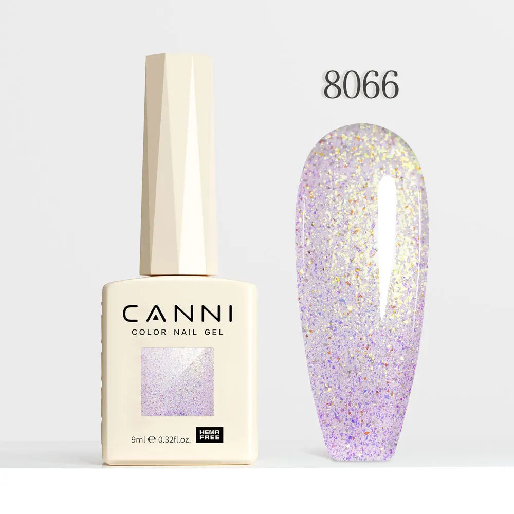 #8013 CANNI Nail Gel Polish Hema Free Super Glossy Glitter Cat Eye Gel Diamond Top Coat Semi Permanent Soak Off UV LED Varnish Aurora Glow Avenue
