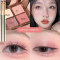 Genuine Goods Wake up at Home with Daydreaming Four Color Eyeshadow Palette Smoked Pink Brown Earth Color Everyday Joker Beginner 2 boxes -01# peach sweet tea +2 eye shadow brushes