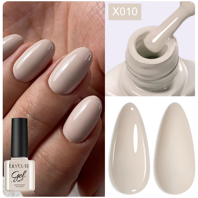 LILYCUTE 7ml Shiny Glitter Nail Gel Polish Pearl Shell Sparkling White UV LED Varnishes Soak Off Gel Manicure Decoration C...