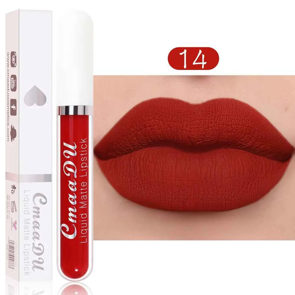 Waterproof Long Lasting Matte Lip Gloss Non Stick Cup Liquid lipstick 14 - 