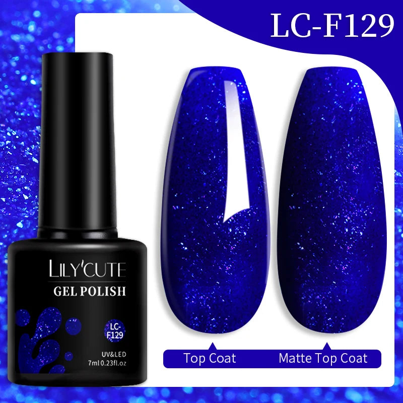 LILYCUTE 7ML Colorful Gel Nail Polish 129 Colors Long Lasting For Manicure Semi Permanent Base Top Coat Nail Art UV Gel Va...