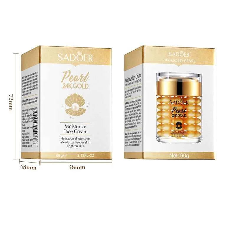 SADOER 24K Golden Pearl Collagen Face Cream Moisturizing Brightening Hydrating Firming Facial Cream Face Skin Care Product...