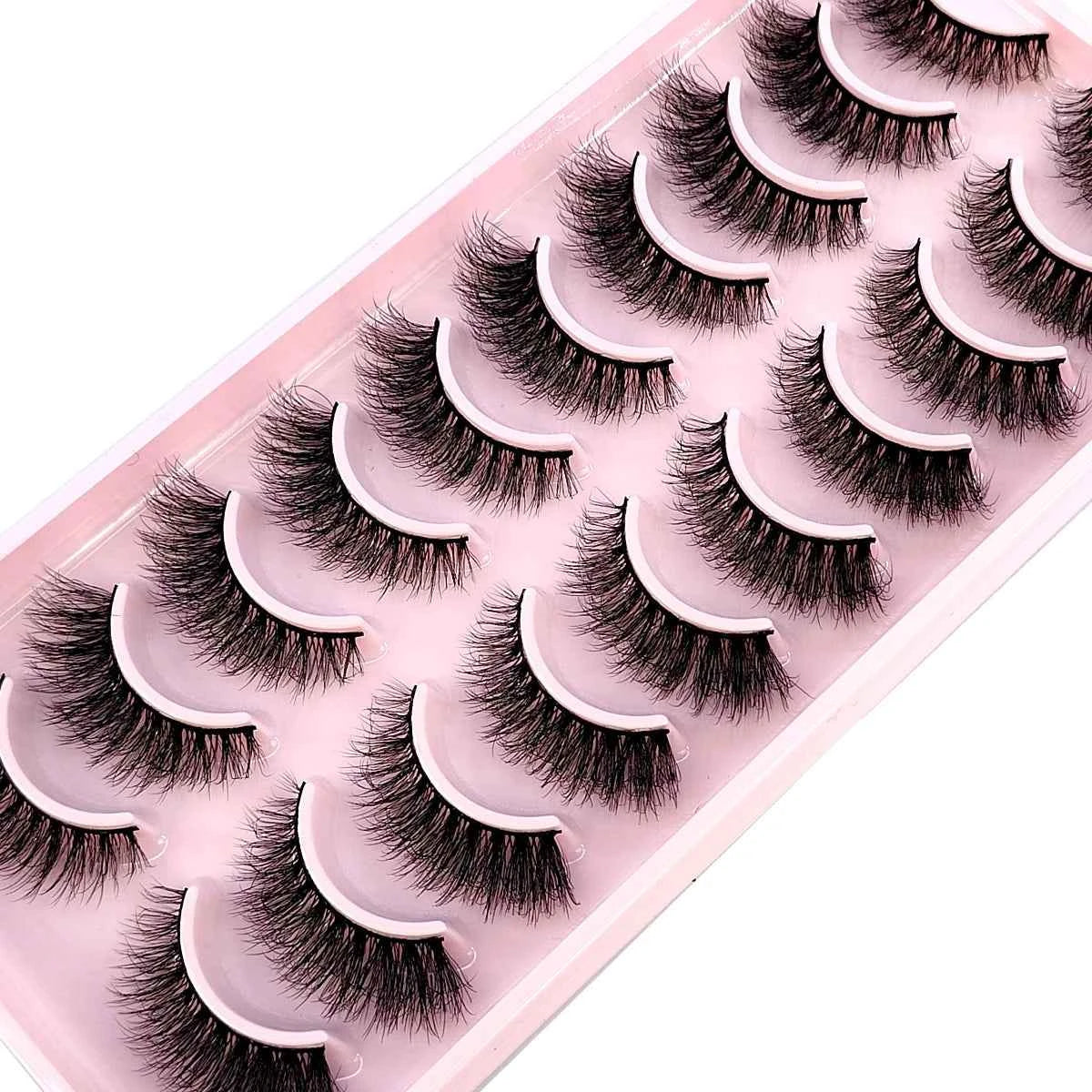 10 Pairs Faux Mink Eyelashes Handmade False Eyelashes Natural Nude Makeup Simulation Cross Messy Eye 3D Curly Eyelashes 10 pairs FA-11