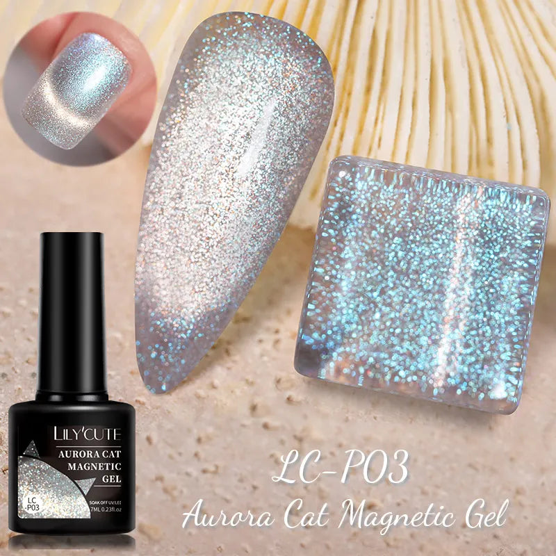 LILYCUTE 7ml Shiny Glitter Nail Gel Polish Pearl Shell Sparkling White UV LED Varnishes Soak Off Gel Manicure Decoration L...