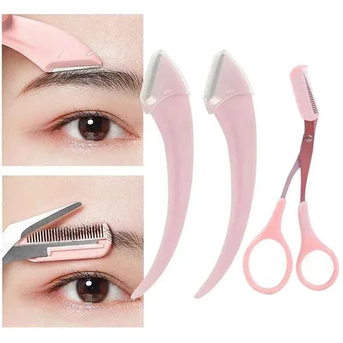 1/2/3Pcs Eyebrow Trimming Knife Eyebrow Face Razor For Women Eyebrow Scissors With Comb Brow Trimmer Scraper easy to use