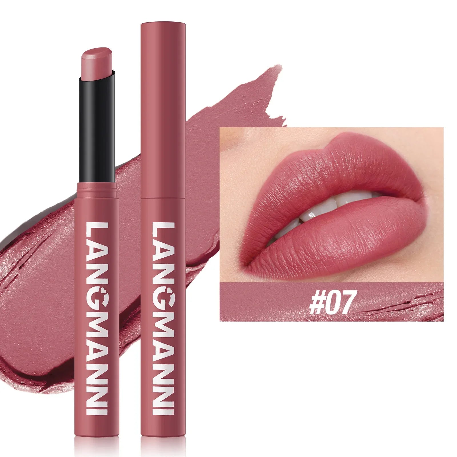 12 Color Matte Lipstick Non-Stick Cup Long-Lasting Velvet Finish Lipstick Pen Smooth Matte Lip Color Waterproof Non-Fading 07