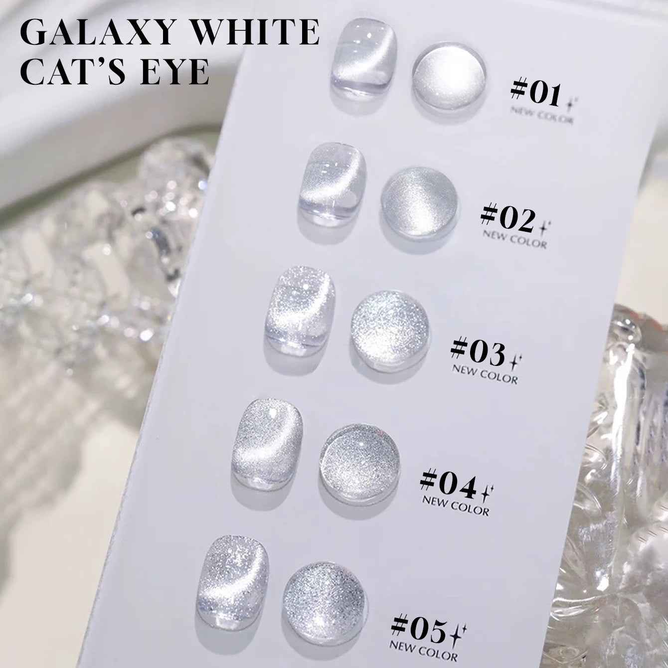 MIANEL 1-6pcs 12ML Christmas Nails Galaxy White Glass Bead Cat Eye Gel Nail Polish Super White Nails Nail Art Nail Supplie...