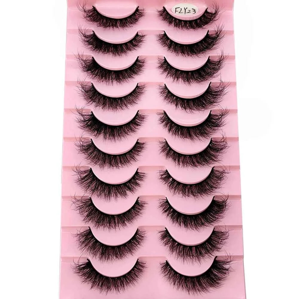 10 Pairs Faux Mink Eyelashes Handmade False Eyelashes Natural Nude Makeup Simulation Cross Messy Eye 3D Curly Eyelashes - 