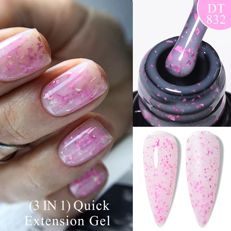 MEET ACROSS 7ml Dark Color Glitter Top Coat Gel For Nails Brocade Powder 2 In 1 Chameleon Nail Art Gel Varnish Manicure Q5...