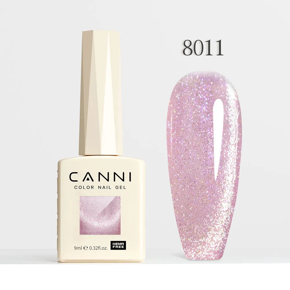 #8013 CANNI Nail Gel Polish Hema Free Super Glossy Glitter Cat Eye Gel Diamond Top Coat Semi Permanent Soak Off UV LED Varnish Aurora Glow Avenue