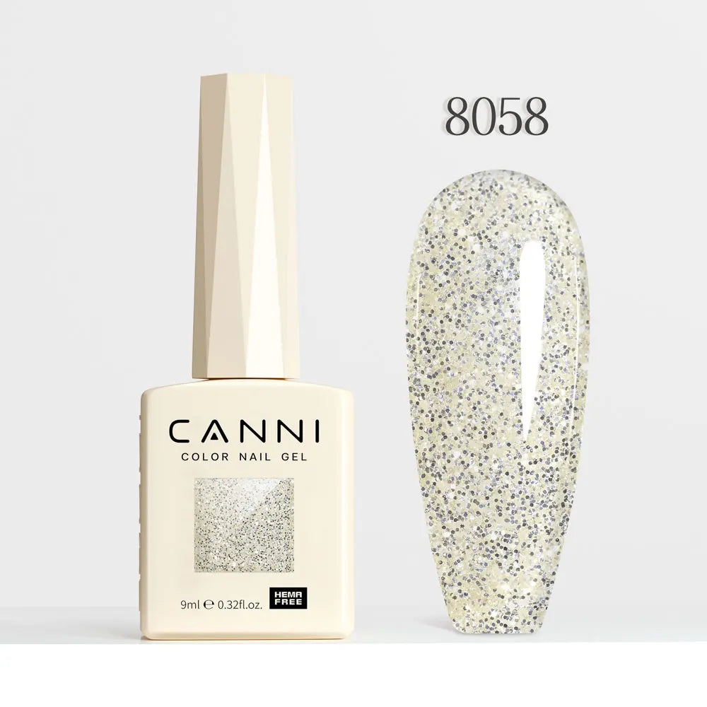 #8013 CANNI Nail Gel Polish Hema Free Super Glossy Glitter Cat Eye Gel Diamond Top Coat Semi Permanent Soak Off UV LED Varnish Aurora Glow Avenue