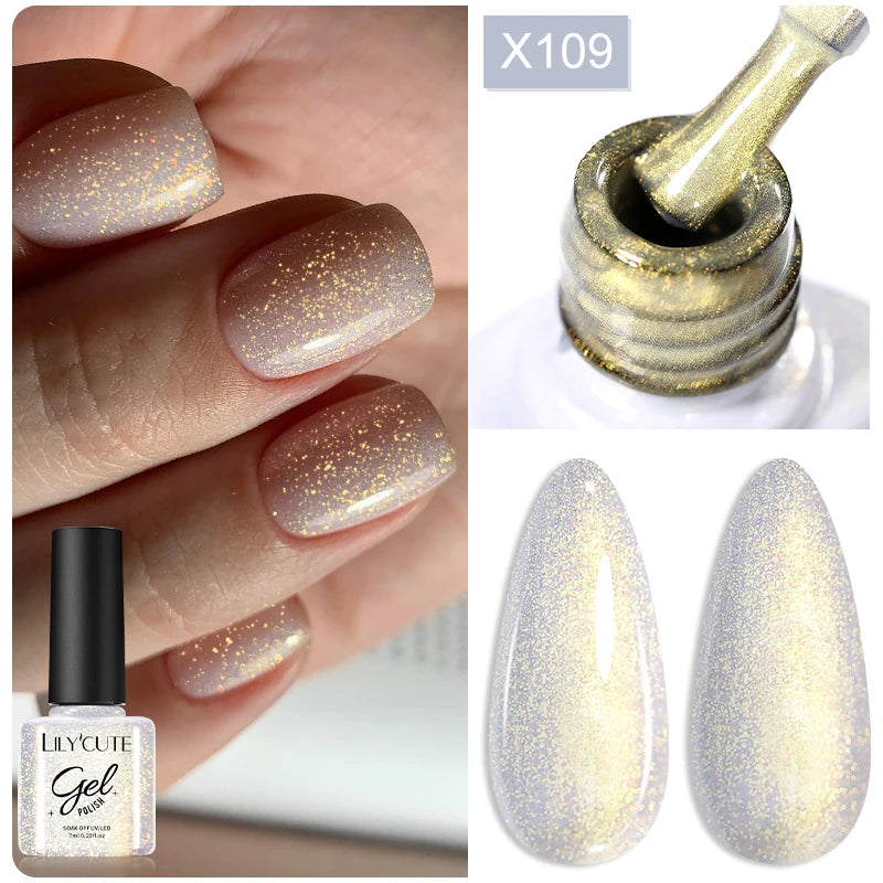 LILYCUTE 5ML Metallic Painting Liner Gel Nail Polish Super Bright Gold Silver Mirror Drawing Gel Semi Permanent Line Frenc...