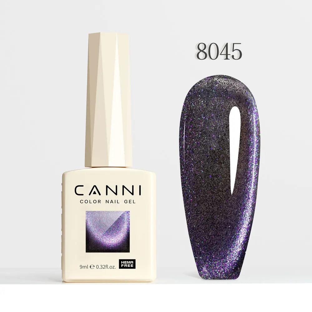 #8013 CANNI Nail Gel Polish Hema Free Super Glossy Glitter Cat Eye Gel Diamond Top Coat Semi Permanent Soak Off UV LED Varnish Aurora Glow Avenue