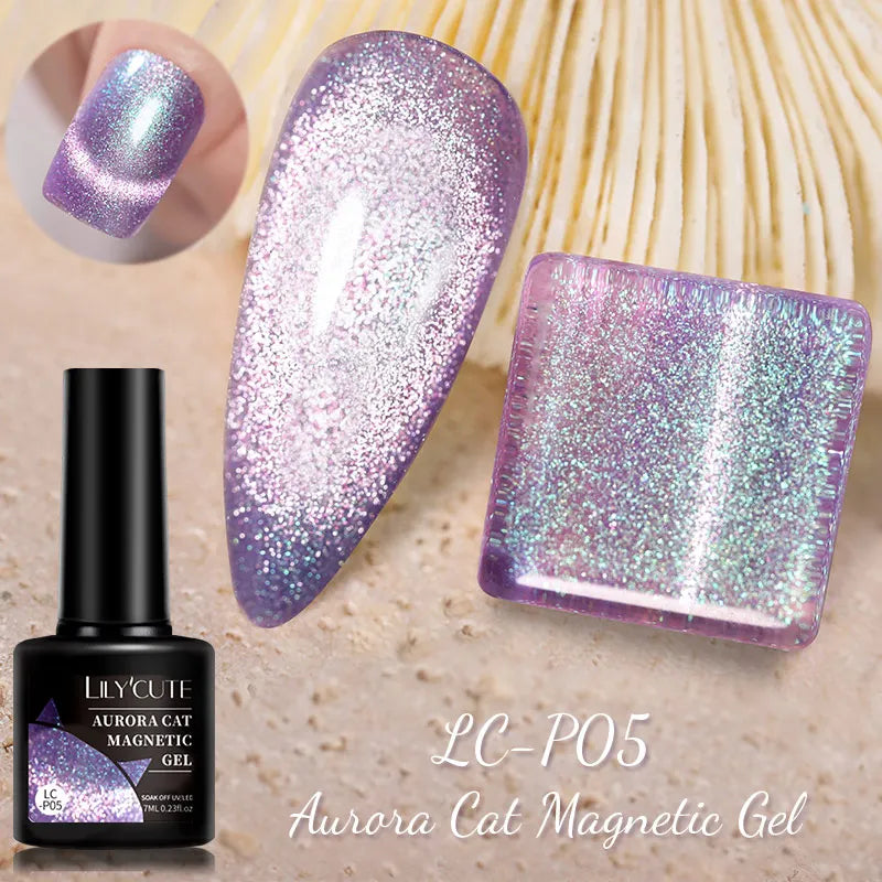 LILYCUTE 7ml Shiny Glitter Nail Gel Polish Pearl Shell Sparkling White UV LED Varnishes Soak Off Gel Manicure Decoration L...