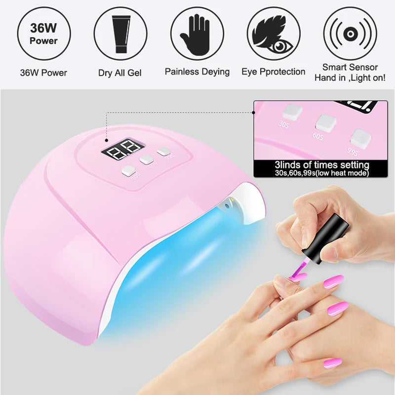 Gel Nail Polish Kit With UV Nail Lamp Electric Nail Drill Machine Soak OFF Gel Nail Kit Base&Top Coat Gel Polish Nail Tool...