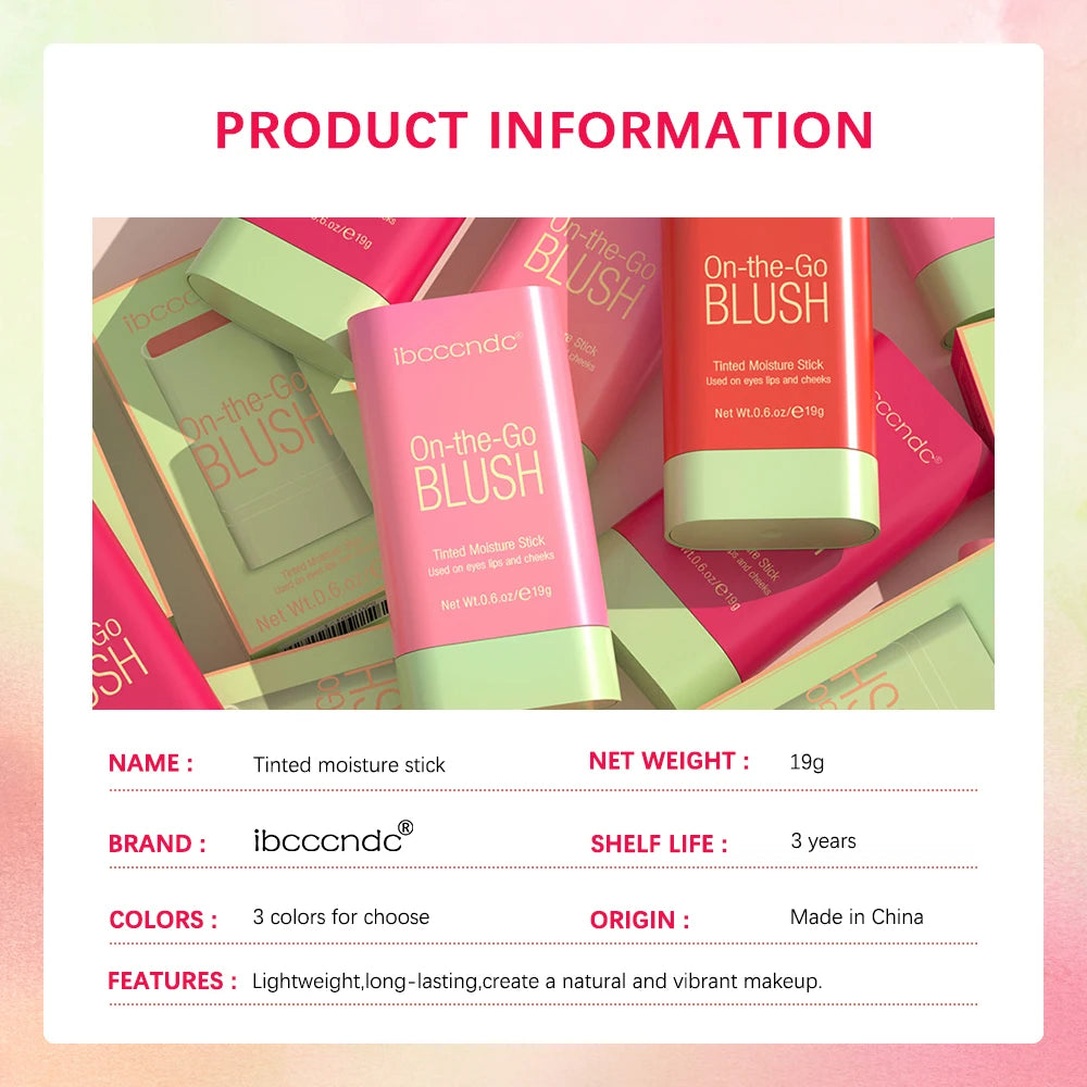 Make Up Functional Blush Stick Easy Color Rouge Blusher Cream Waterproof High Color Rendering Brightening Skin Tone Hot - 