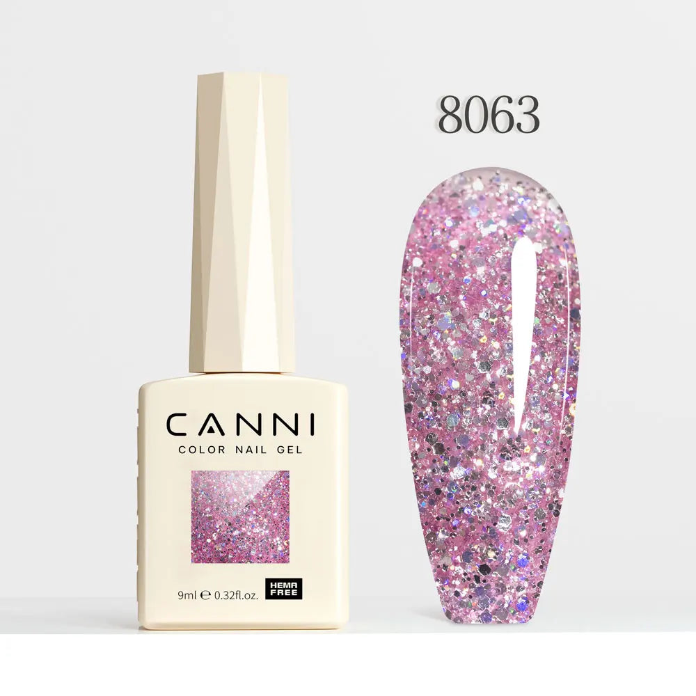 #8013 CANNI Nail Gel Polish Hema Free Super Glossy Glitter Cat Eye Gel Diamond Top Coat Semi Permanent Soak Off UV LED Varnish Aurora Glow Avenue