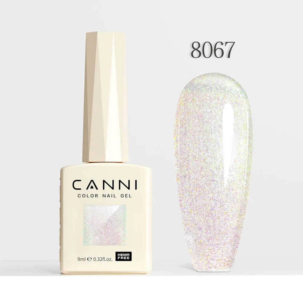 #8013 CANNI Nail Gel Polish Hema Free Super Glossy Glitter Cat Eye Gel Diamond Top Coat Semi Permanent Soak Off UV LED Varnish Aurora Glow Avenue