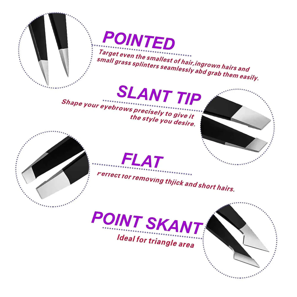 1-4pcs stainless steel eyebrow tweezers, facial hair removal tweezers, makeup eyelashes eye brow clips makeup tool set