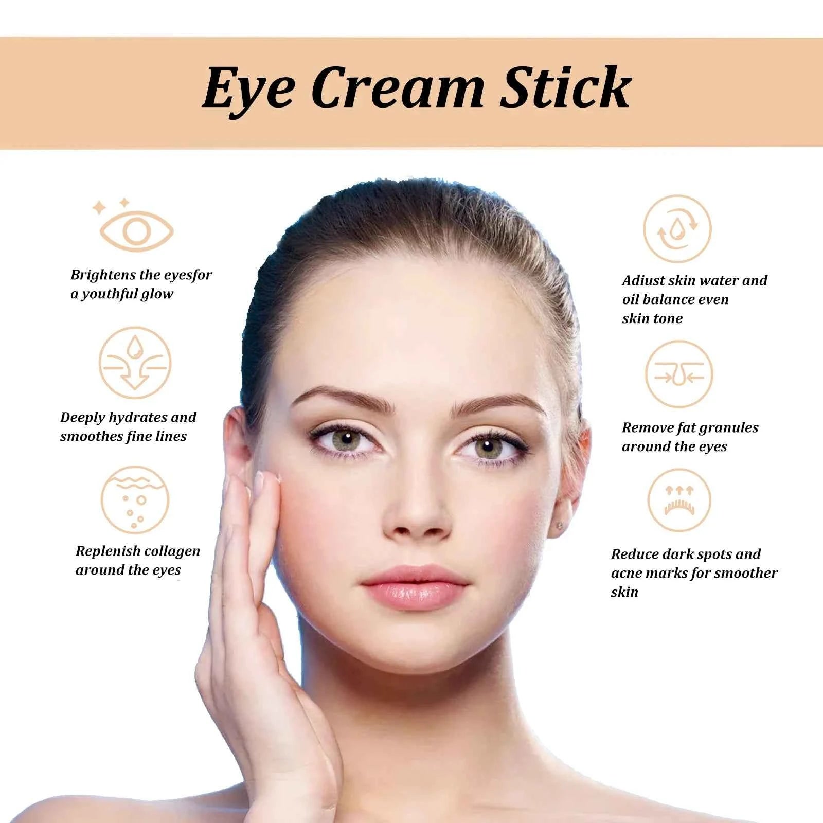 Snail Eye Cream Stick Collagen Fade Fine Lines Wrinkle Lightening Dark Circles Firming Eye Bags Puffiness Moisturizing Eye...