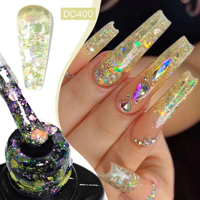 Mtssii 7ml Red Glitter Gel Nail Polish Sequins Shiny Manicure Semi Permanent Base Top Coat Soak Off LED UV Nail Art Gel Varnish Q52448-2