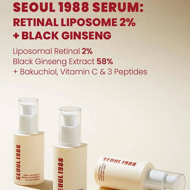 Korean 1988 Retinol Face Care Serum,Black Ginseng Niacinamide Vitamin C Moisturizing Firming Ampoule,Anti Aging Wrinkle Sk...