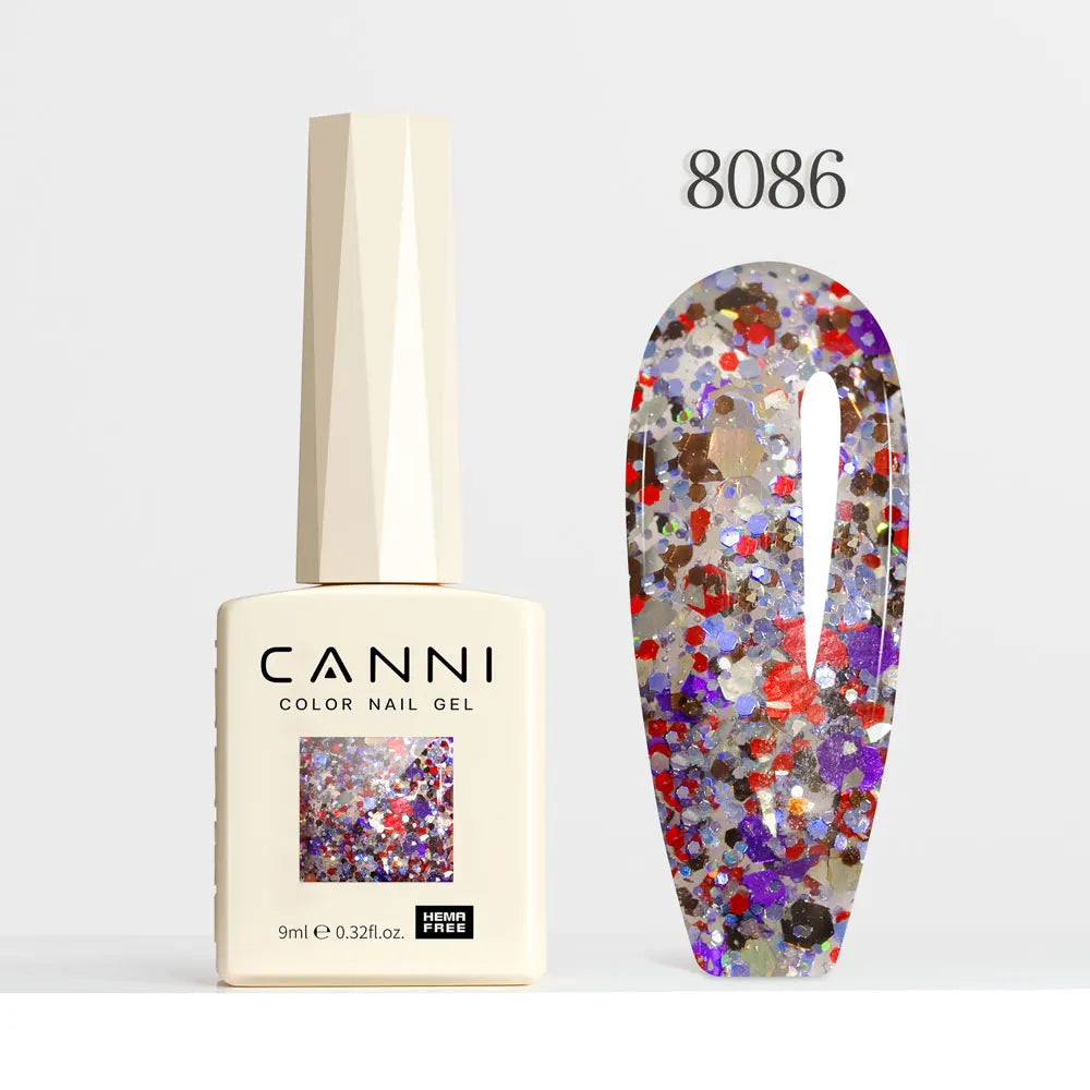 #8013 CANNI Nail Gel Polish Hema Free Super Glossy Glitter Cat Eye Gel Diamond Top Coat Semi Permanent Soak Off UV LED Varnish Aurora Glow Avenue