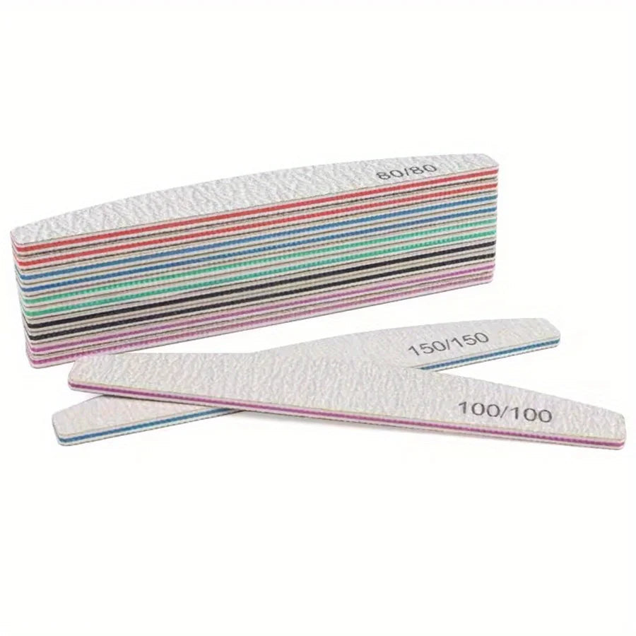 1/3/5/10Pcs Professional Nail File 80/100/150/180/240 Sandpaper Strong Thick Sanding Half Moon Lime nail accessories and T...