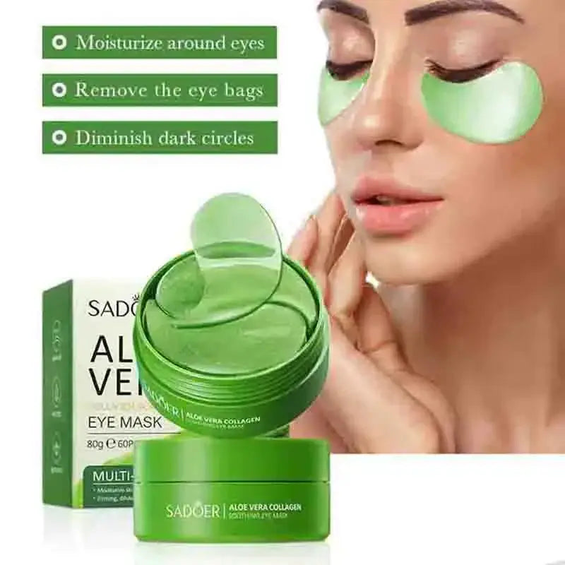 60pcs SAODER Aloe Vera Collagen Eye Mask Anti Dark Circles Eyes Bags Moisturizing Firming Eye Patches Eyes Skin Care Produ...