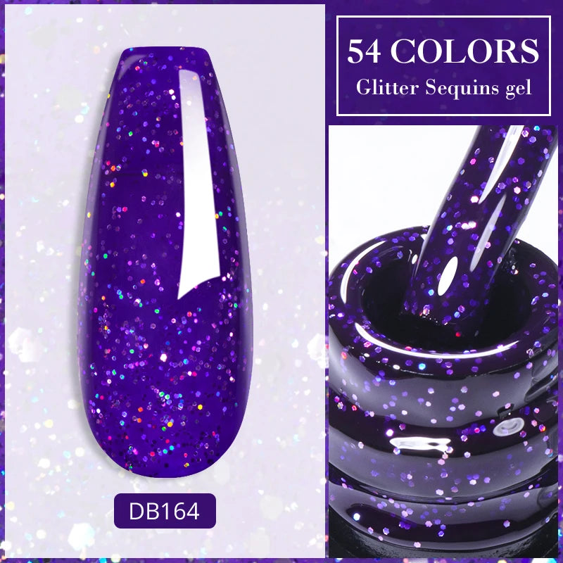 Mtssii 7ml Red Glitter Gel Nail Polish Sequins Shiny Manicure Semi Permanent Base Top Coat Soak Off LED UV Nail Art Gel Va...