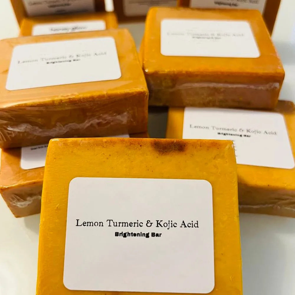 100g Turmeric Hand Made Soap, Lemon Kojic Acid Soap, Shower and Facial Soap Aurora Glow Avenue