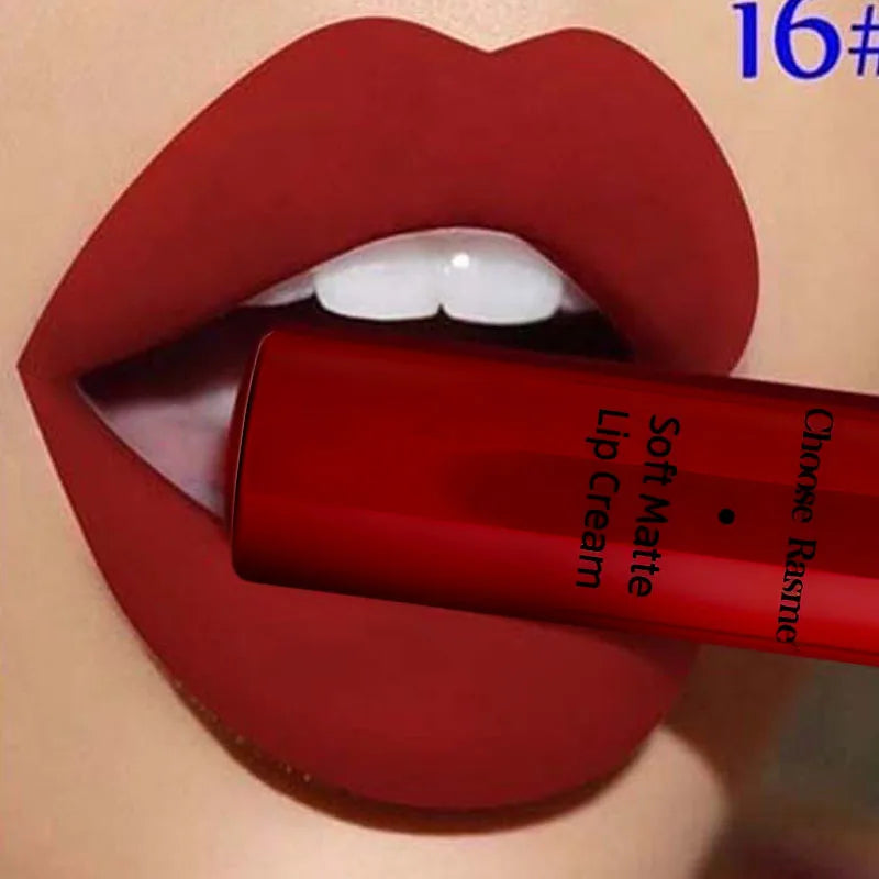 QIBEST Sexy Matte Velvet Liquid Lipstick Velvet Lip Gloss Tint Tube Matte Nude Pigment Red Black Makeup Cosmetics Lipstick...