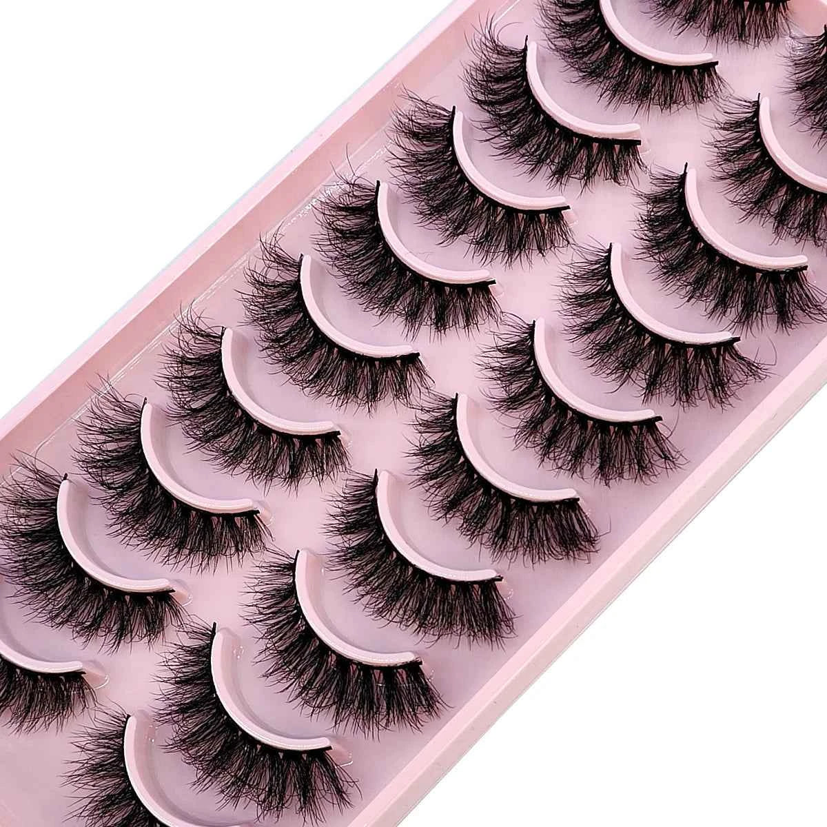 10 Pairs Faux Mink Eyelashes Handmade False Eyelashes Natural Nude Makeup Simulation Cross Messy Eye 3D Curly Eyelashes 10...