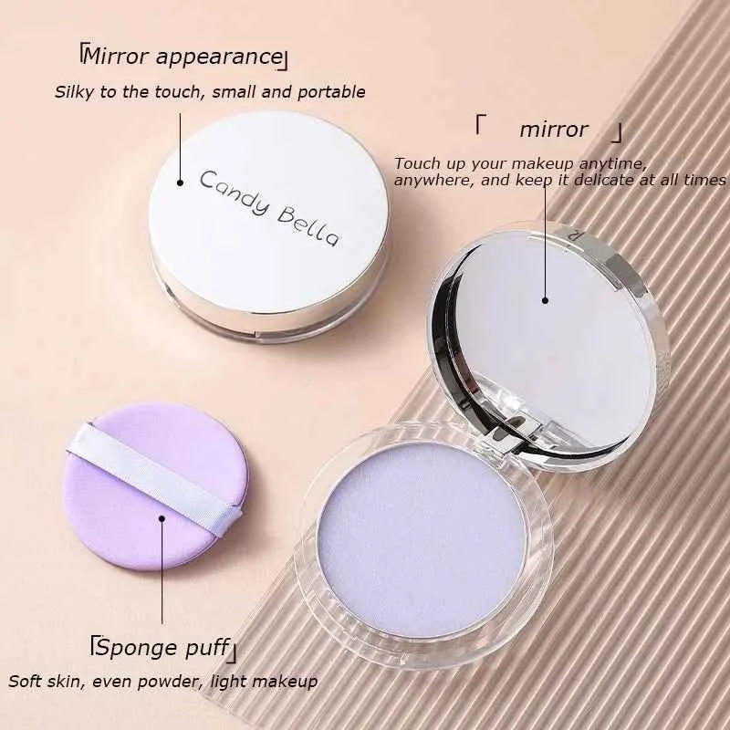 Matte Setting Powder Lasting Oil-control Purple Glitter Pressed Powder Brightening Face Powder Jelly Compact Foundation Ma...