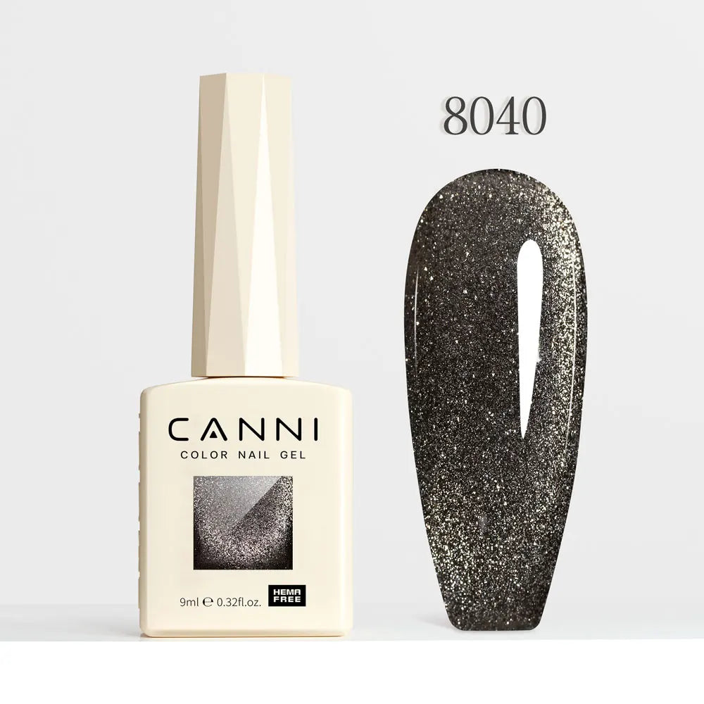 #8013 CANNI Nail Gel Polish Hema Free Super Glossy Glitter Cat Eye Gel Diamond Top Coat Semi Permanent Soak Off UV LED Varnish Aurora Glow Avenue