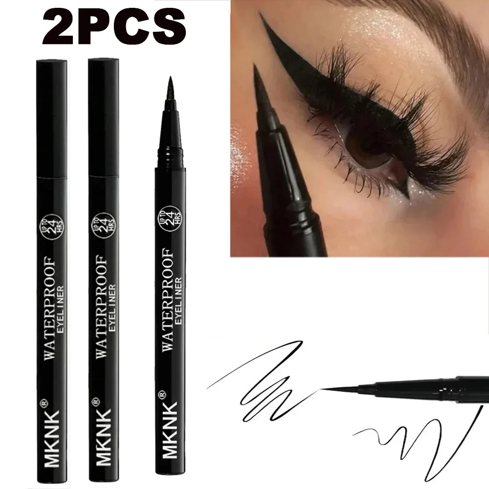 1/2 PCS Black Quick-Dry Eyeliner Pencil - 24H Lasting Smooth Matte Waterproof Anti-Smudge Liquid Eyeliner Makeup for Eyes Aurora Glow Avenue