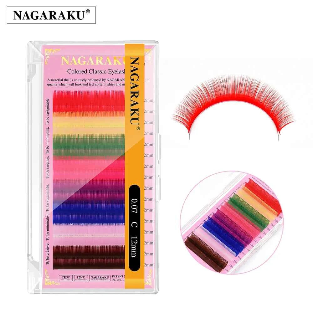NAGARAKU 16rows macaron 8 Colors Rainbow Colored Eyelash Extension Faux Mink color eyelashes colorful eyelash maquiagem ci...